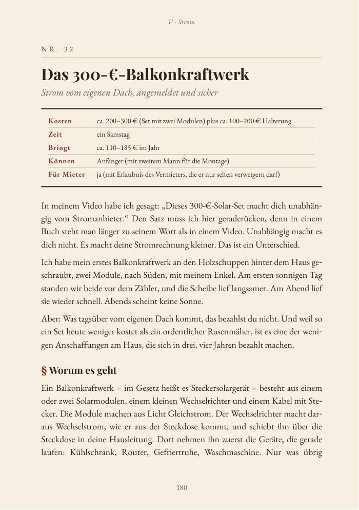Buchseite: Anfang der Methode mit Kasten zu Kosten, Zeit, Ertrag und Können