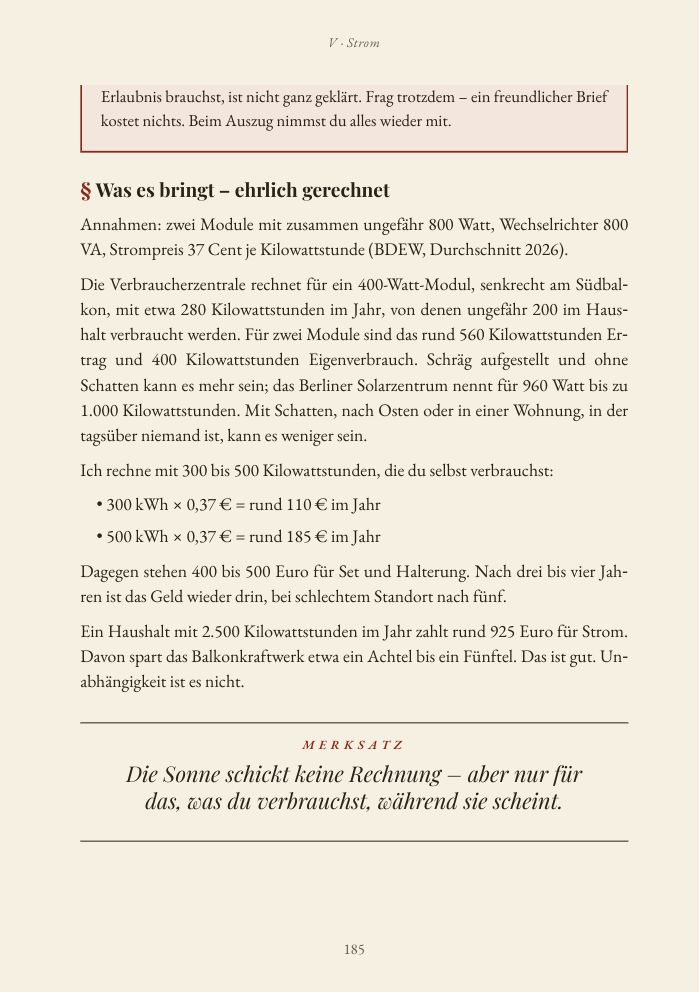 Buchseite: Was es bringt – ehrlich gerechnet, mit Merksatz