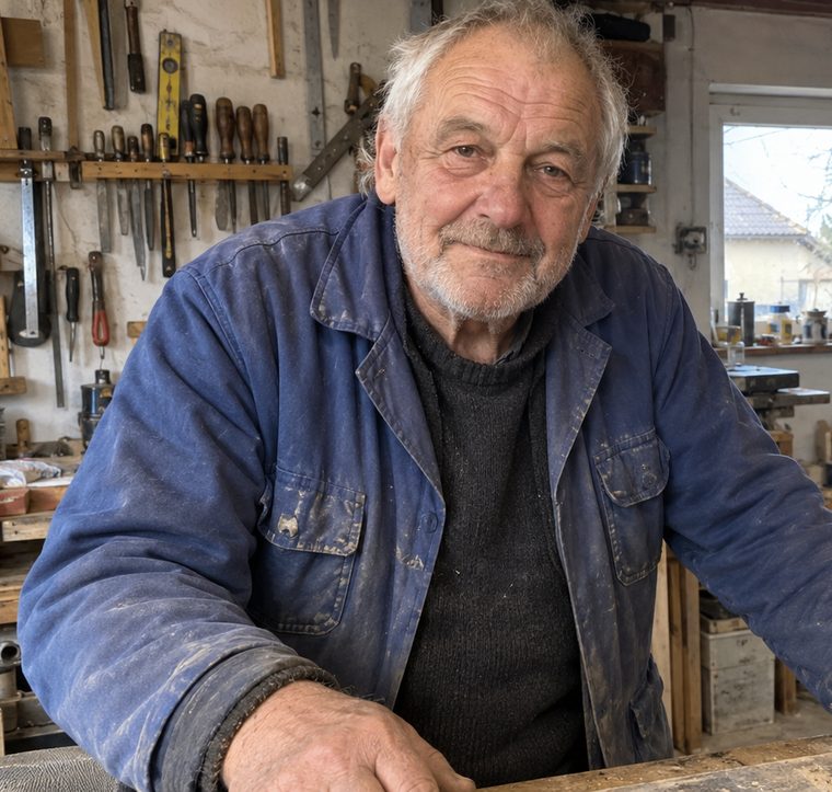 Meister Werner an der Werkbank